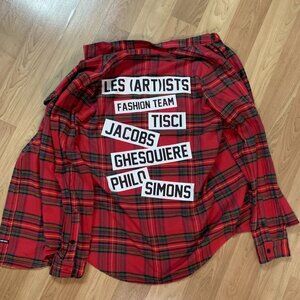 LES (ART)ISTS FLANNEL DESIGNER SHIRT SIZE MEDIUM - RED